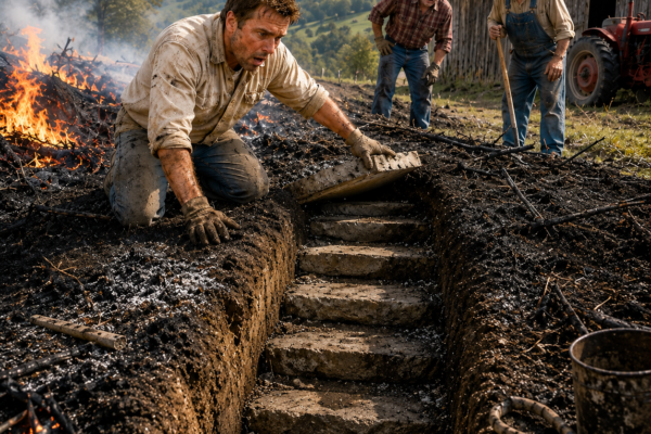 He Burned 40 Years of Brush Behind the Barn — Then Stone Steps Appeare...